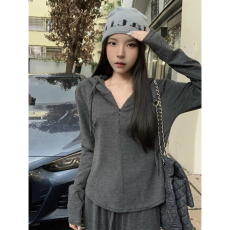 批发实拍（不减） 显瘦减龄休闲套装女连帽阔腿裤宽松<b class='q'>运动服</b>两件套