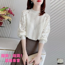 批发法国<b class='q'>尾</b><b class='q'>货</b>捡漏女装高端<b class='q'>品牌</b>折扣原单撤柜蕾丝拼接羊毛打底针织衫女