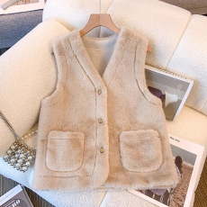 批发小香风加厚保暖水貂绒马甲外套女秋冬季2024新款时尚外搭马夹上衣