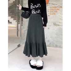 批发针织百褶半身裙女秋<b class='q'>冬</b>2025新款小个子高腰显瘦中长款a字伞裙长裙