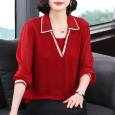 批发假两件红色<b class='q'>雪纺</b><b class='q'>短袖</b><b class='q'>T</b><b class='q'>恤</b>女春季2026新款时尚遮肚休闲女士秋装上衣