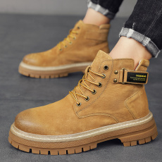 批发2024冬季新款猪皮磨砂工装<b class='q'>休闲</b>马丁靴情侣鞋货号