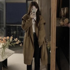 批发秋冬新款韩系复古慵懒风长袖翻领毛衣加厚外套女<b class='q'>中长款</b>针织开衫YW