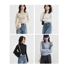 批发冬季新款多色BI囤亲肤牛奶蛋白打底衫修身<b class='q'>T</b><b class='q'>恤</b>女