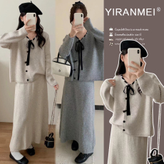 批发实拍~2024秋<b class='q'>冬</b>季新品韩版时尚上衣+半身裙减龄气质显瘦套