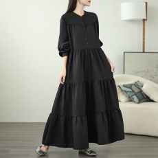 批发实拍日韩风ins女装<b class='q'>街头</b>大摆连衣裙灯笼长袖赫本风长裙M-4XL200斤