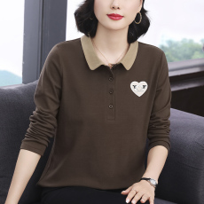 批发<b class='q'>妈妈装</b>德绒保暖2026春季新款长袖女T恤高级感小众设计咖啡色气质