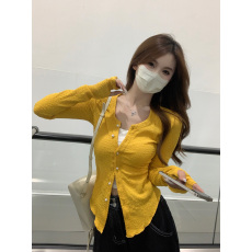 批发实拍<b class='q'>开衫</b>短外套女春秋薄款圆领设计感短款修身打底衫<b class='q'>韩版</b>保暖上衣