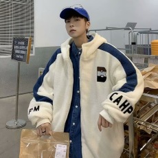 批发实拍 正羊羔绒夹棉 羊羔毛绒开衫外套男秋冬上衣2024设计小众潮牌