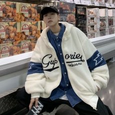 批发实拍 正羊羔绒夹棉 羊羔绒外套男秋冬季潮保暖棉袄美式加厚情侣装