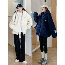 批发实拍羊羔毛外套女26新款冬季夹棉加厚百搭连帽棉服潮<b class='q'>情侣</b><b class='q'>连帽</b>外套