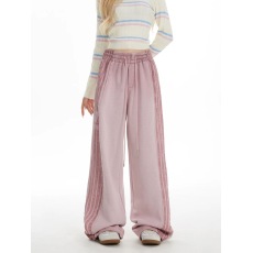 批发<b class='q'>大码</b> 原版包边 条纹复古运动裤女2024秋季爵士舞阔腿直筒休闲卫裤