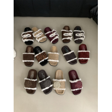 批发2024秋<b class='q'>冬</b>季新品毛毛拖鞋韩版网红时尚厚底增高一字加绒棉拖鞋