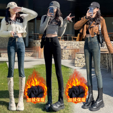 批发高腰排扣紧身提臀收腹牛仔裤女2025秋冬新款<b class='q'>弹力</b>修身显瘦<b class='q'>铅笔裤</b>子