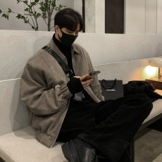 批发麂皮绒<b class='q'>韩</b>系春秋外套男士痞帅高街夹克秋季高级感<b class='q'>风</b>格穿搭潮流衣服