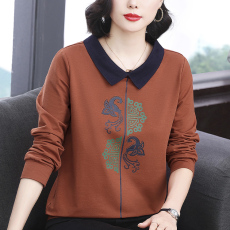 批发<b class='q'>妈妈装</b>2026春季新款长袖女士卫衣高级感印花设计宽松显瘦上衣休闲