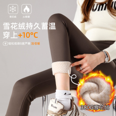批发实拍大码380G雪花绒加厚无尬线鲨鱼裤外穿<b class='q'>打底裤</b>高腰收腹瑜伽裤