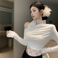 批发实拍复古<b class='q'>性感</b>小香风外套+蕾丝T恤内搭上衣+阔腿牛仔裤套装女