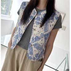 批发 韩国chic绗缝背心复古无袖棉服马甲外套