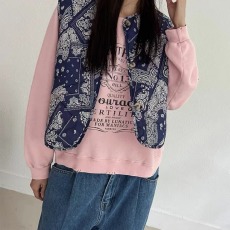 批发韩国chic绗缝背心复古无袖棉服马甲外套