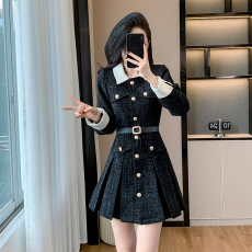 批发实拍2025小香风粗花呢高级感名媛茶歇收腰气质裙子御姐风<b class='q'>连衣裙</b>子