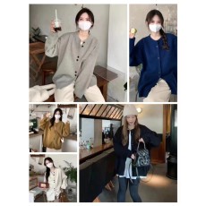 批发秋冬装新款大码女装大板型灰色软糯针织开衫慵懒风宽松小众毛衣