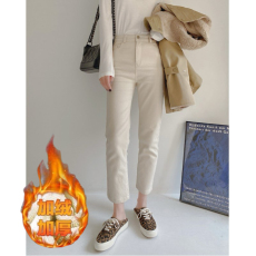 批发<b class='q'>韩国</b>直筒高腰显瘦八分裤女新款米加绒牛仔裤小个子修身烟管<b class='q'>小脚裤</b>