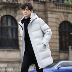 批发冬季90白鸭绒高品质新款<b class='q'>韩</b>版保暖时尚百搭防寒中长情侣款羽绒外套