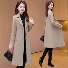 批发中长款单排扣风衣2026女新款<b class='q'>冬</b>季韩版收腰西装领端庄大气纯色外套