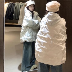 批发特价<b class='q'>清</b> <b class='q'>库存</b>1千 好质量菱格压皱棉衣冬季宽松立领棉服棉袄外套