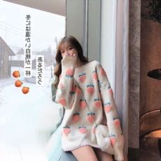 批发滕<b class='q'>雨</b>佳白桃提花毛衣女2025新款宽松外穿秋冬加厚内搭时尚打底