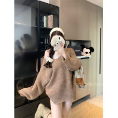 实拍实价 慵懒风软糯v领套头毛衣女露肩针织衫宽松休闲上衣