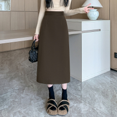 批发实拍 毛呢A字裙<b class='q'>半身</b>裙女2024新款高腰显瘦<b class='q'>半身</b>裙秋冬中长款<b class='q'>包臀</b>裙