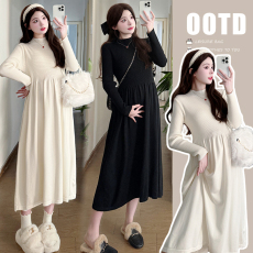 批发2025新款包容性巨好的孕妇半高领<b class='q'>百搭</b>显瘦针织法式气质打底裙