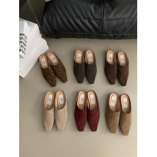 批发小众包头半拖鞋女外穿秋<b class='q'>冬</b>季新款懒人休闲复古豹纹一脚蹬穆勒拖鞋