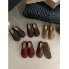批发晚晚风复古圆头软底豹纹勃肯鞋女全包外穿秋<b class='q'>冬</b>一脚蹬丑萌乐福单鞋