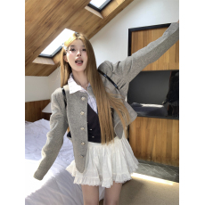 批发实拍实价 格<b class='q'>蕾丝</b>小香外套女新秋季复古高级休闲显瘦上衣