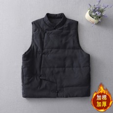 批发实拍2025冬季新款夹棉马甲女外穿文艺复古盘扣国风棉服民族风棉衣