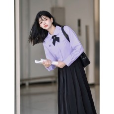 批发绣花配领带泰国校服娜诺泰式jk<b class='q'>衬衫</b>制服运动会高中学生毕业班服冬