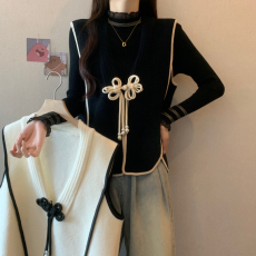 批发实拍2025春装新款大码女装胖mm小香风针织<b class='q'>马甲</b>新中式盘扣上衣套装