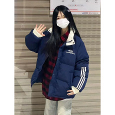 批发学院风三条杠设计感字母刺绣棉服女冬季新款立领保暖加厚防寒外套