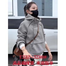 批发灰色连帽立领加厚卫衣女士春秋季2024新款爆款时尚洋气半拉链上衣