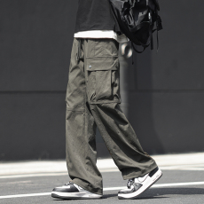 批发美式户外<b class='q'>工装</b>裤冲锋裤松紧腰宽松阔腿裤休闲裤直筒裤长裤男