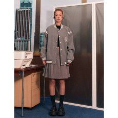 批发双面呢拼皮春秋美式潮牌绣标毛呢棒球服外套男女宽松休闲夹克