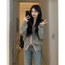 批发秋<b class='q'>冬</b>装新款韩版灰色毛衣慵懒风港味复古chic上衣针织开衫外套