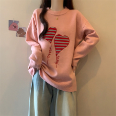 批发实拍大码2024秋冬新款宽松刺绣爱心气球毛衣慵懒风减龄显瘦针织衫