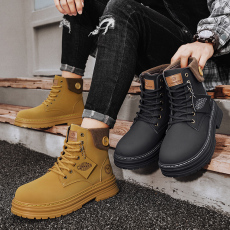 批发男士厚底增高大黄靴时尚<b class='q'>休闲</b>百搭户外秋冬季防风高帮马丁靴男靴