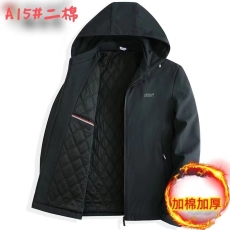 批发高品质冬季新款加棉加厚保暖防寒时尚宽松连帽中老年棉衣外套