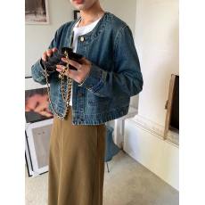 批发2026日韩早<b class='q'>秋</b>新款复古单排扣宽松百搭短款牛仔外套女上衣