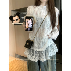 批发实拍 白色打底衫女高级感<b class='q'>t</b><b class='q'>恤</b>蕾丝内搭长袖上衣